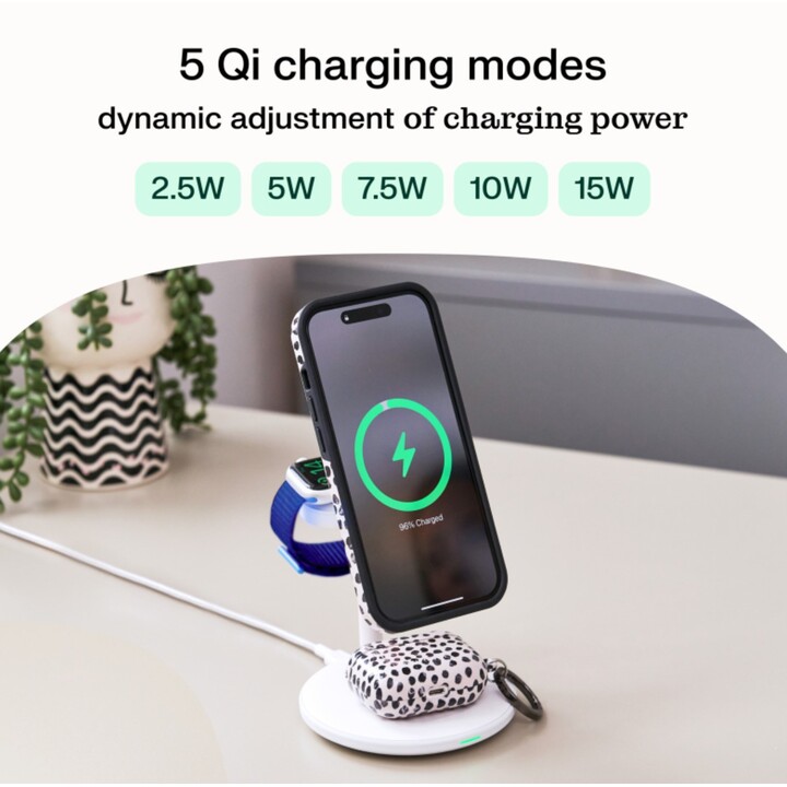Greencell MagScape 3-in-1 MagSafe Wireless Charger for iPhone, Apple Watch and AirPods White