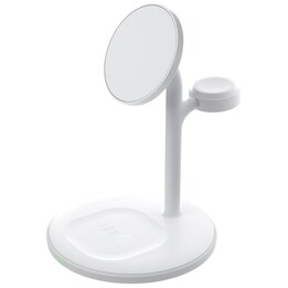 Greencell MagScape Caricatore wireless 3-in-1 MagSafe per iPhone, Apple Watch e AirPods Bianco