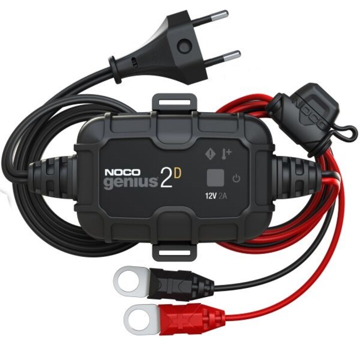 NOCO GENIUS2D: 2A 12V, Smart Battery Charger, Overload Protection and Thermal Compensation, for Lead-Acid Batteries