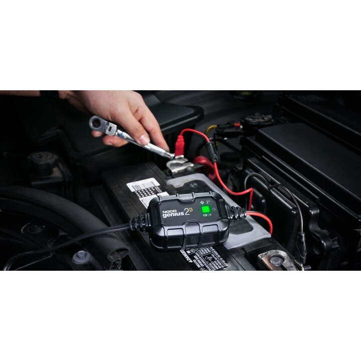 NOCO GENIUS2D: 2A 12V, Smart Battery Charger, Overload Protection and Thermal Compensation, for Lead-Acid Batteries