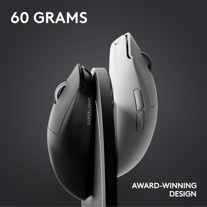 Logitech G Pro X Superlight 2 LightSpeed, mouse de jogos sem fio, 60g, sensor Hero 2, 44K DPI, USB-C, PC/Mac, Branco