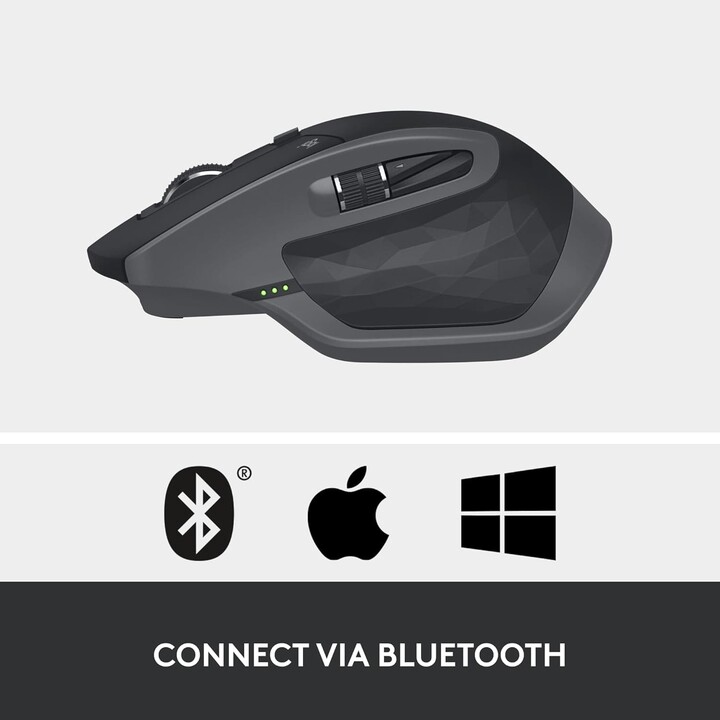 Logitech MX Master 2S, Bluetooth Edition Wireless Mouse, desplazamiento hiper-rápido, recargable, conecta hasta 3, Graphite