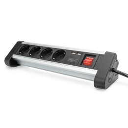 Multipresa da ufficio Digitus a 4 prese con 2 porte USB