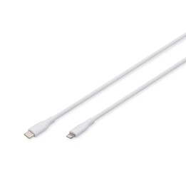 Cabo Lightning de Silicone Digitus, USB-C - Lightning, 1 m, branco