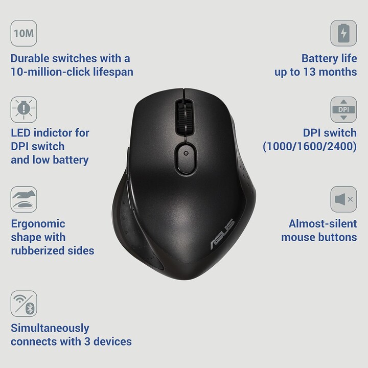 MAUS BLUETH USB OPTISCH MW203/SCHWARZ 90XB06C0-BMU000 ASUS