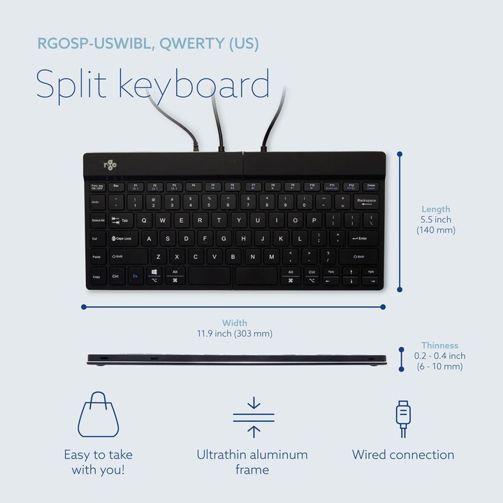 TASTATUR SPLIT BREAK V2 ENG/SCHWARZ RGOSP-USWIBL R-GO TOOLS