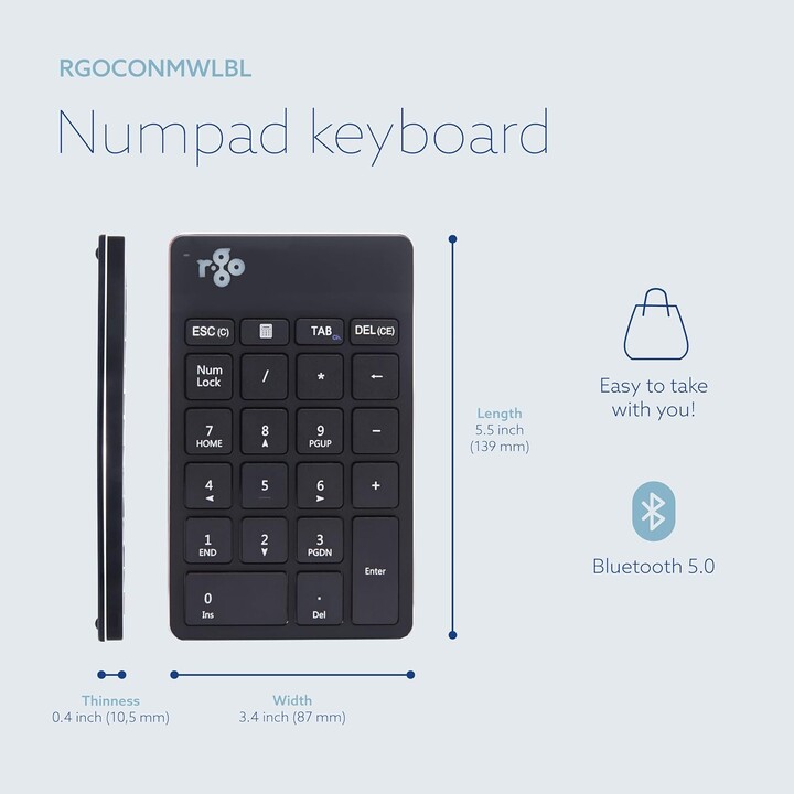 KEYBOARD WRL NUMPAD BREAK/BLACK RGOCONMWLBL R-GO TOOLS