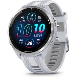Garmin Forerunner 965 Quartz Smartwatch für Unisex, Whitestone/Pulvergrau