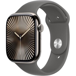 Apple Watch Series 10 GPS Cellular 46mm Natural Titanium Case with Stone Grey Sport Band - Size S/M