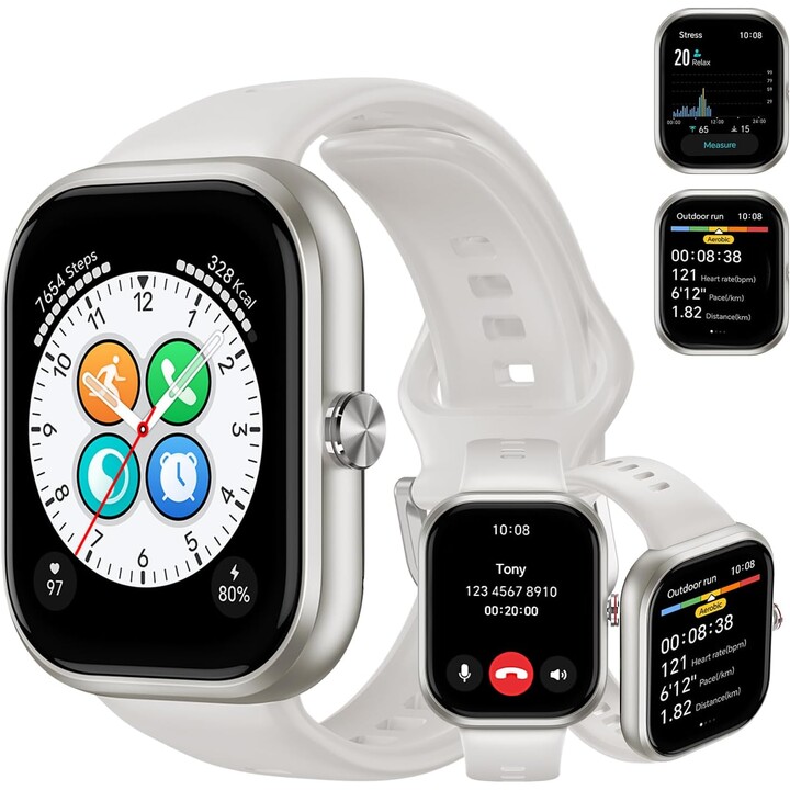 Smartwatch Honor Choice, Tracker fitness, SPO2, 1,95 display AMOLED, 12 giorni, GPS, 5ATM, bianco