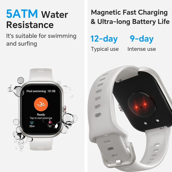 HONOR Choice Smartwatch, Fitness Tracker, SpO2, 1.95 AMOLED Display, 12 Days, GPS, 5ATM, Black