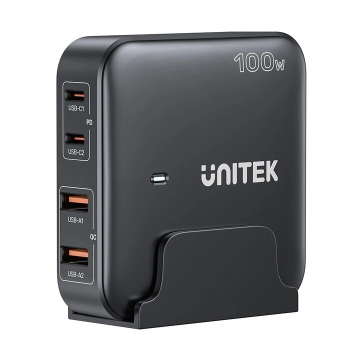 Carregador de rede GaN - Unitek P1229ABK01-EU | 100 W 2x USB-C 2x USB-A