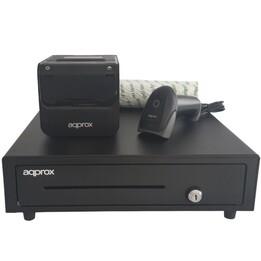 Confezione per TPV Circa appPOSPACK4180-2D/ Cassetto contanti + Stampante termica per biglietti + Lettore di codici + Rotoli ter