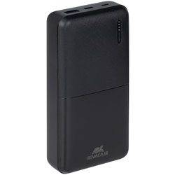 Rivacase VA2571, Power Bank 20000 mAh externer Batterie mit hoher Ladekapazität, Typ-C-Eingang/-ausgabe, QC/PD 18W, Schwarz