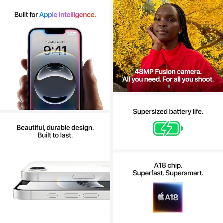 Apple iPhone 16e 256GB, teléfono móvil 5G, pantalla Super Retina XDR de 6.1 pulgadas, negro
