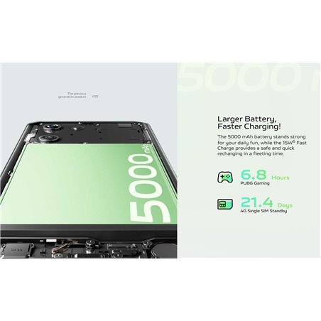Vivo Y03, 4GB 128GB, 6.56 LCD Smartphone, Mediatek Helio G85, 5000mAh, Gem Green
