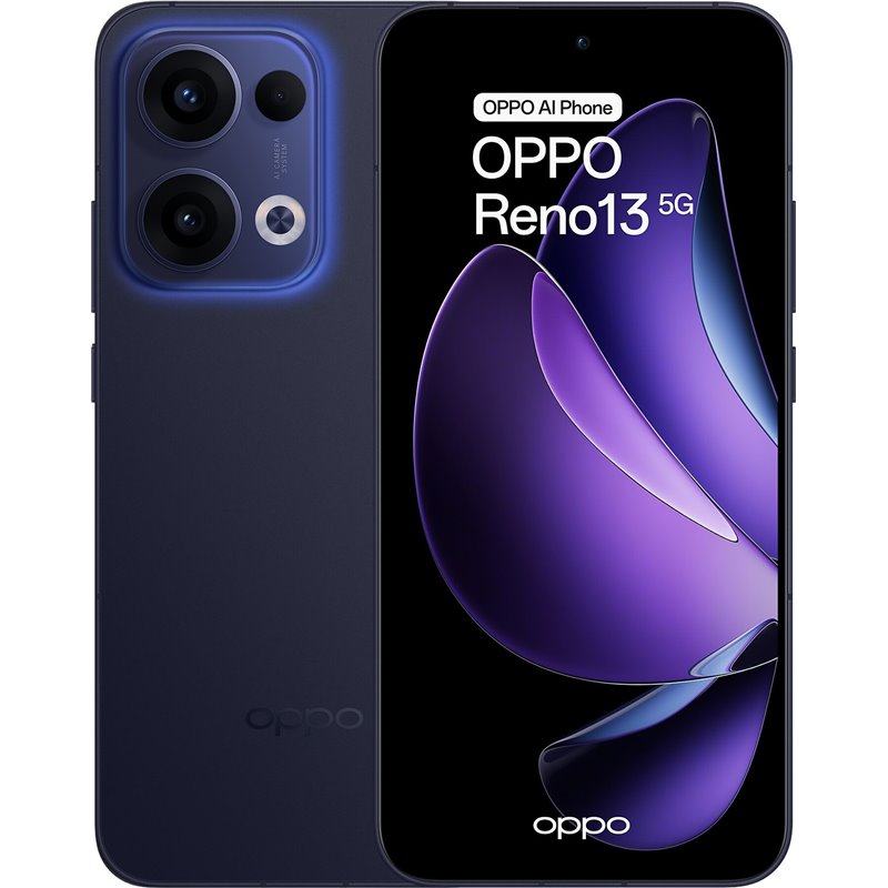 OPPO Reno13, 5G Smartphone with AI, 12GB/256GB, 6.6 120Hz AMOLED 1.5K 50MP IP69 5,600mAh 80W, Blue