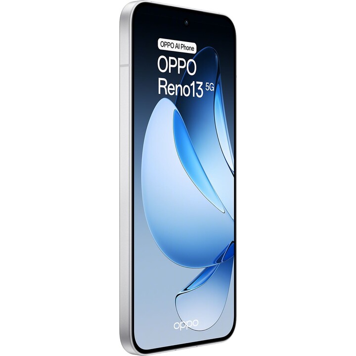 Oppo Reno13, smartphone 5G con AI, 12 GB/256 GB, 6,6 120Hz AMOLED 1,5K 50 MP IP69 5.600MAH 80W, bianco