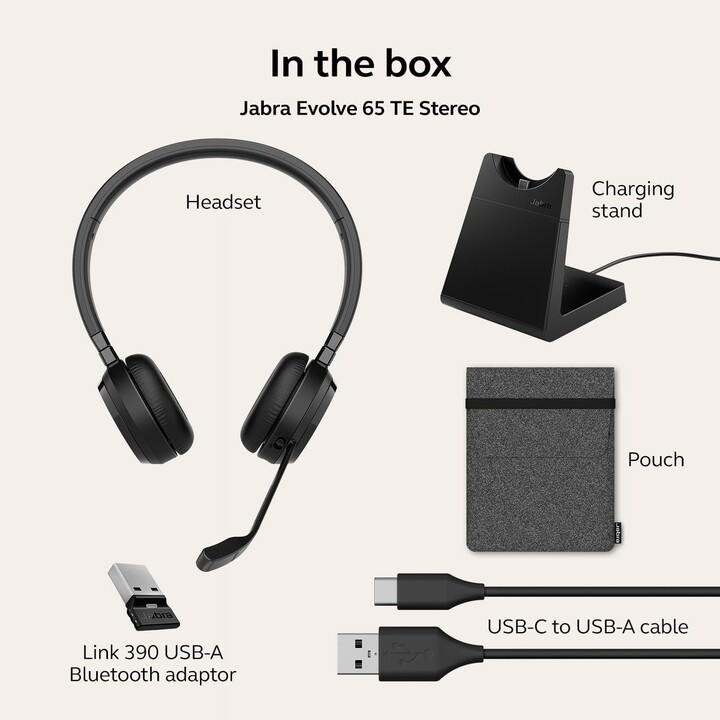 Jabra Evolve 65 te Link UC Stereo Stand Wireless Kopfhörer