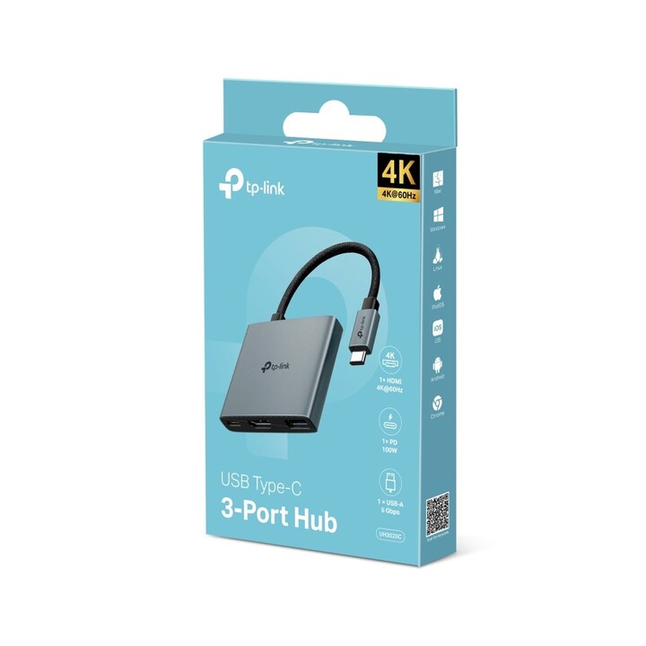 TP-Link UH3020C Hub interfaccia USB Type-C 5000 Mbit/s Grigio