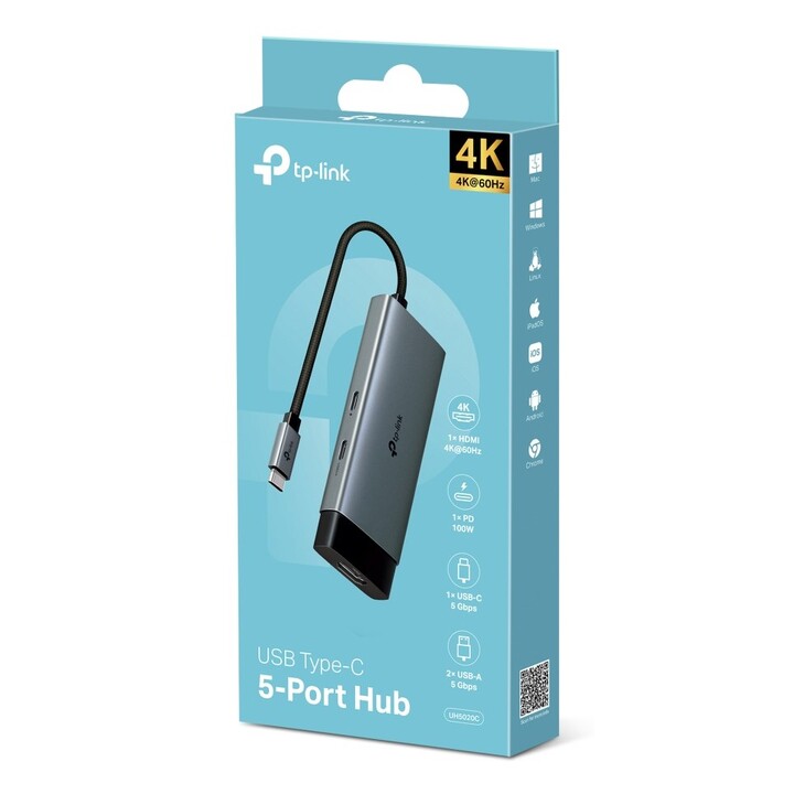 TP-Link UH5020C Hub interfaccia USB Type-C 5000 Mbit/s Grigio