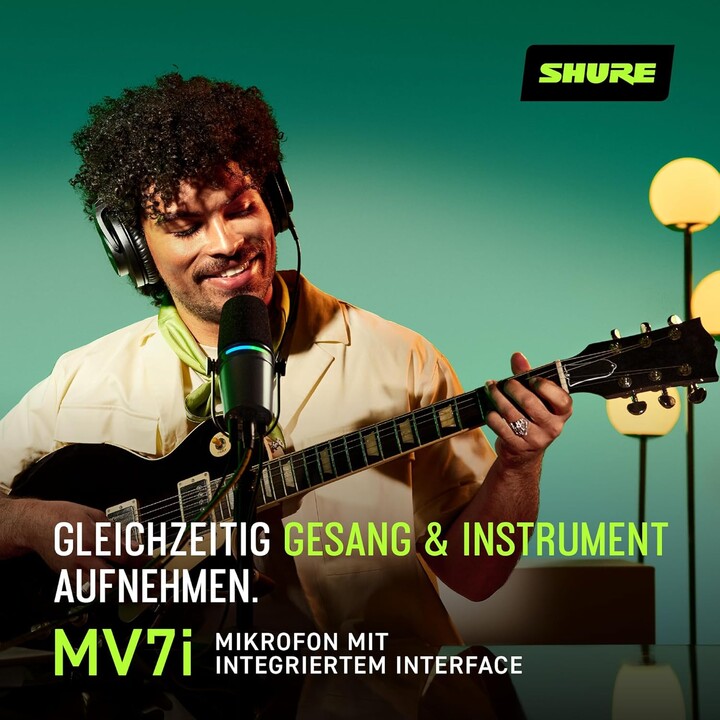 Shure MV7I – microfone e interface inteligentes