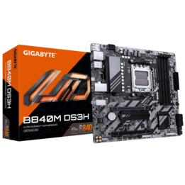 Scheda madre Gigabyte B840m Ds3h - Processori Amd Ryzen 9000, 8+2+2 fasi Vrm, fino a 8200 Mhz Ddr5, 2xpcie 4.0 M.2, 2.5gbe Lan, 