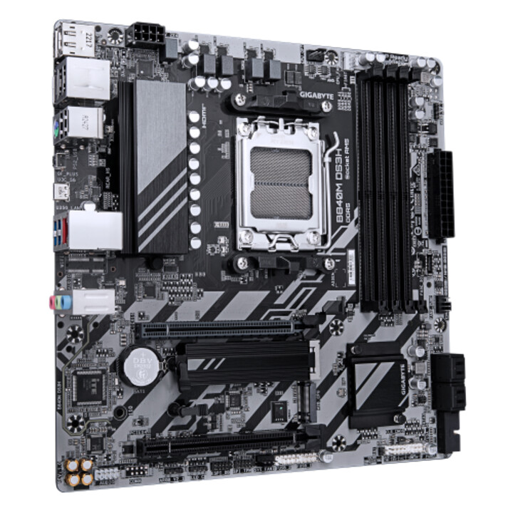 Carte mère Gigabyte B840m Ds3h - Processeurs AMD Ryzen 9000, 8+2+2 Phase Vrm, jusqu´à 8200 MHz Ddr5, 2xpcie 4.0 M.2, 2.5gbe
