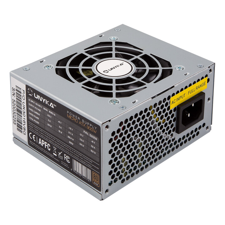 Alimentatore sfx unykach 300w 52003 80+ bornze apfc ventola attiva 80mm silenziosa oem