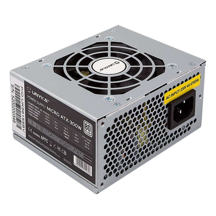 Unykach sfx alimentatore 300w 52002 85% efficienza energetica apfc attivo silenzioso ventola 80mm