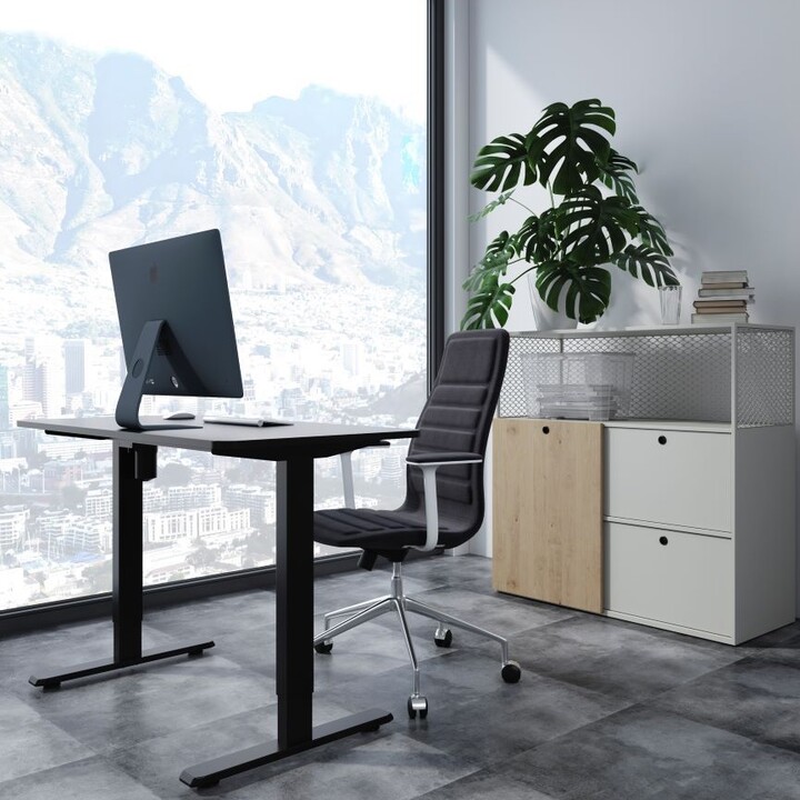 Mesa electrica ergonomica altura regulable tablero negro 120x60 color estructura negro control tactil altura desde 68cm-118cm