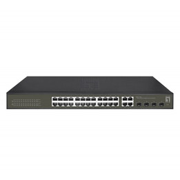LevelOne GES-2128 Gigabit Smart Lite Switch 24x RJ45 + 4x SFP/RJ45, schwarz