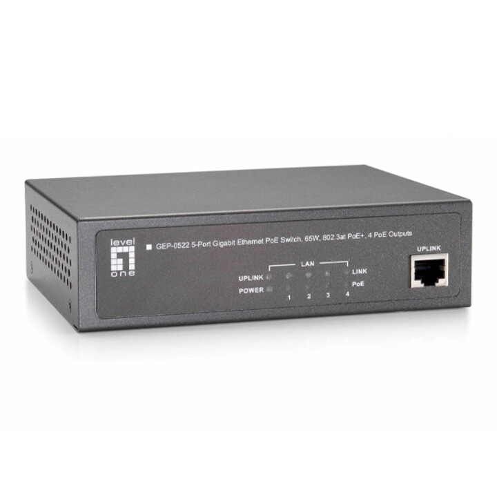 Switch livello uno gep-0522 no management 5p 10/100/1000 4p poe plus 65w