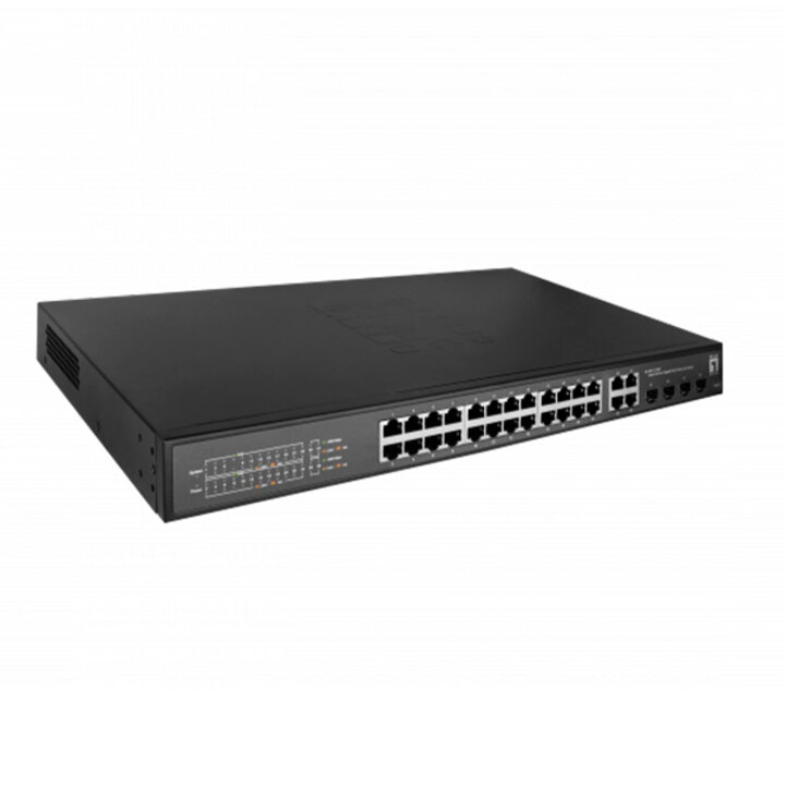 LEVELONE Hilbert GES-2128P managed PoE switch 24 Gigabit ports + 4 SFP combo black