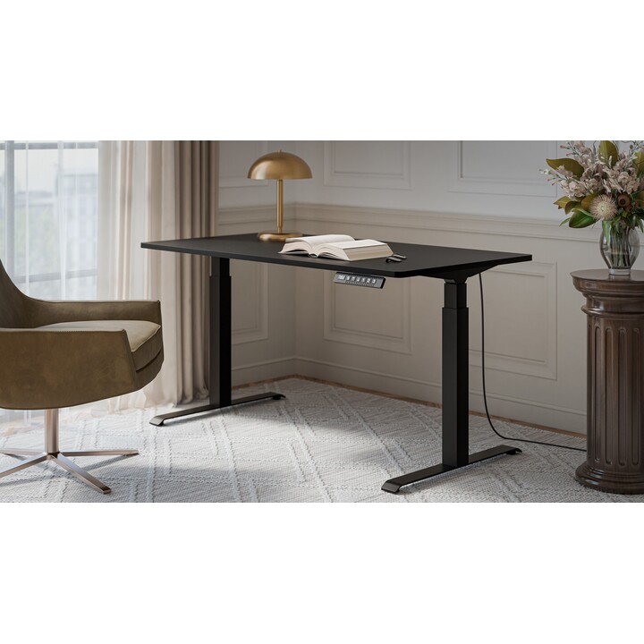 Escritorio con regulación eléctrica de altura MOON LONG 150x80x72-120 negro