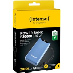 Intenso Powerbank F20000, External Battery with PD (20 W) and QC (18 W), USB-C and USB-A Connector, 20000 mAh, Blue