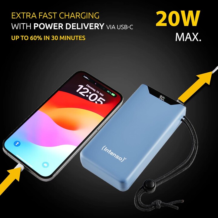 Intenso F20000 power bank 20000 mAh PD 20 W QC 18 W blue