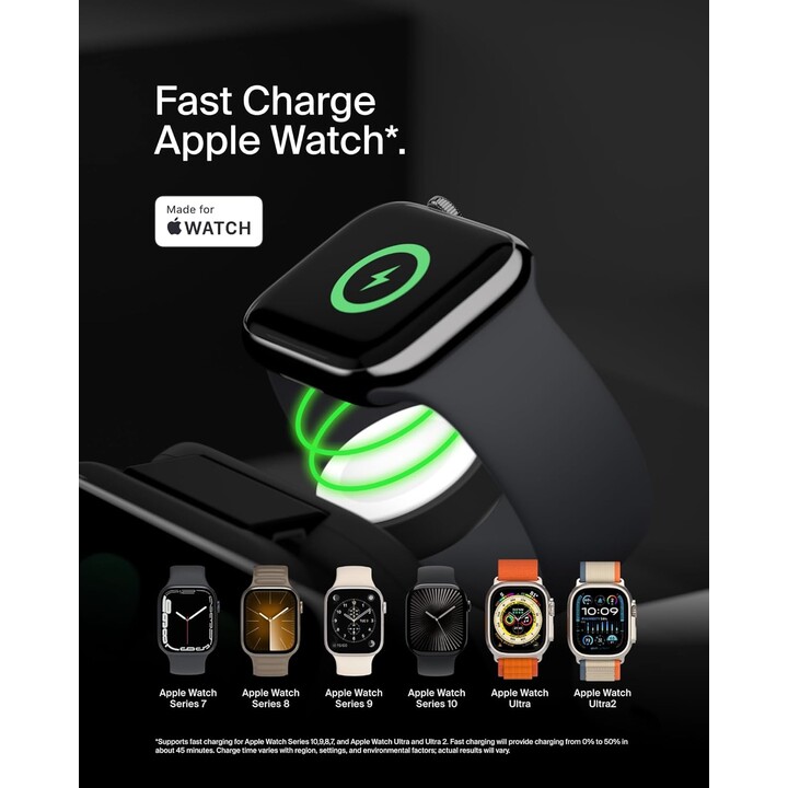 Belkin BoostCharge Pro 3-in-1 Qi2 Foldable Wireless Charger, 15W Magnetic Travel Charging Pad
