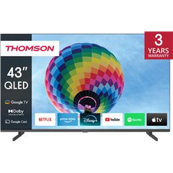 Téléviseur|THOMSON|43"|4K/Smart|QLED|3840x2160|LAN sans fil|Bluetooth|Google TV|Noir|43QG4S14