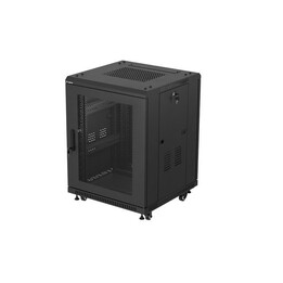 Gabinete de montagem em rack independente de 19" 15U 600x600 portas pretas perfuradas da Lanberg (embalagem plana)