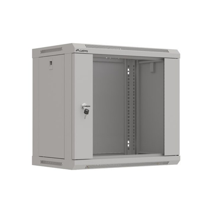 Wandmontierte Schrank 19" 9HE 540x350 graue mit Glastüren LANBERG (FLAT PACK)