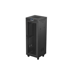 Rack de instalação armário de chão 19" 32U 600x600 preto portas perfuradas LCD Lanberg (pacote plano)