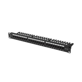 PATCH PANEL 24 PORT 1U 19" KAT.6A UTP Z ORGANIZEREM KABLOWYM CZARNY LANBERG