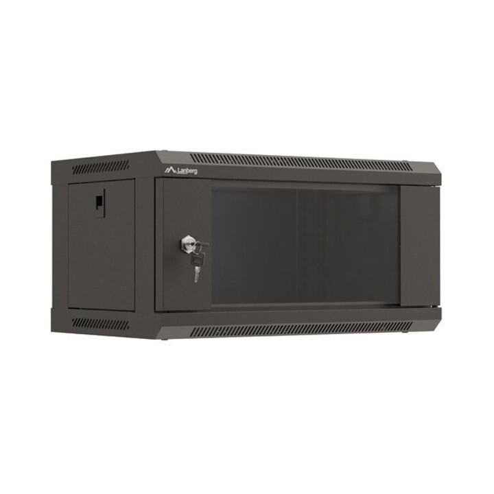 Rack installation cabinet 19" 4U 540x350 black glass door LANBERG (flat pack)