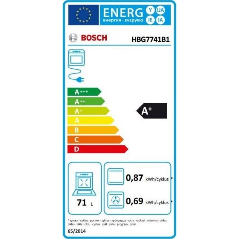 Bosch Serie 8 HBG7741B1 horno 71 L Negro