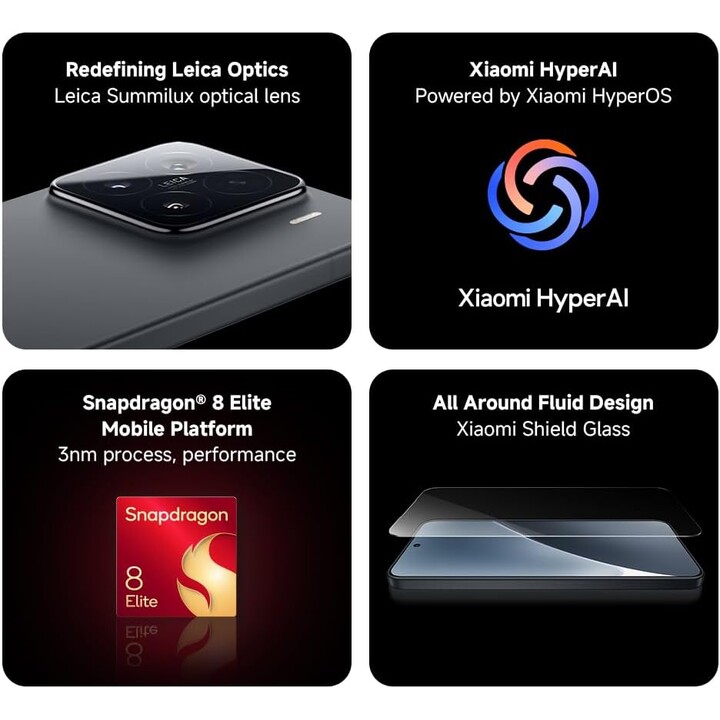 Xiaomi 15, 5G Smartphone, 12+256GB, cámara Leica 50mp, batería de 5240 mAh, 90W HyperCarge, Hyperai, Negro