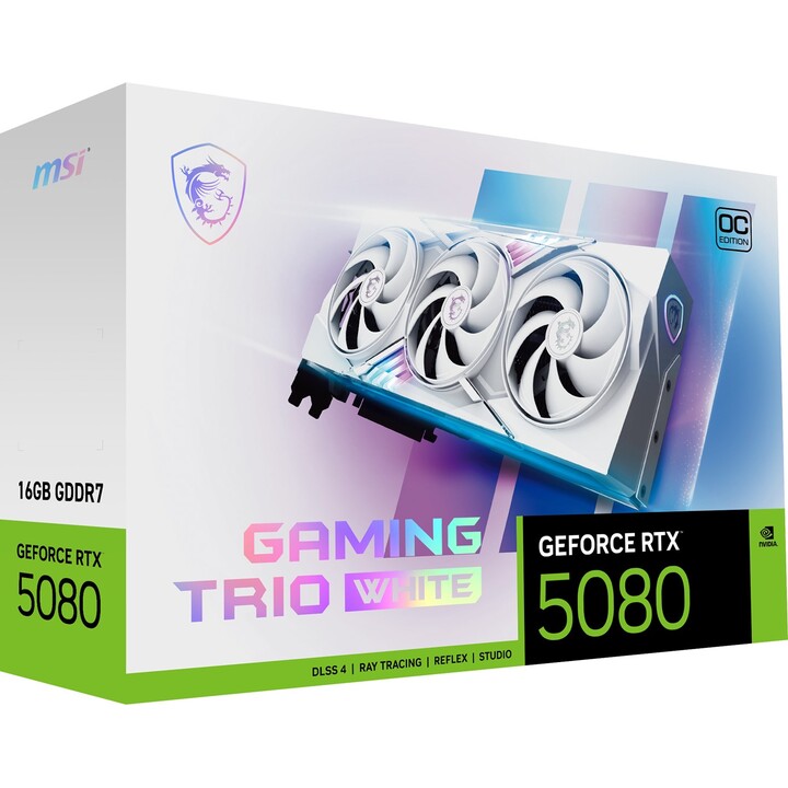 MSI GAMING GEFORCE RTX 5080 16G TRIO OC WHITE tarjeta gráfica NVIDIA 16GB GDDR7