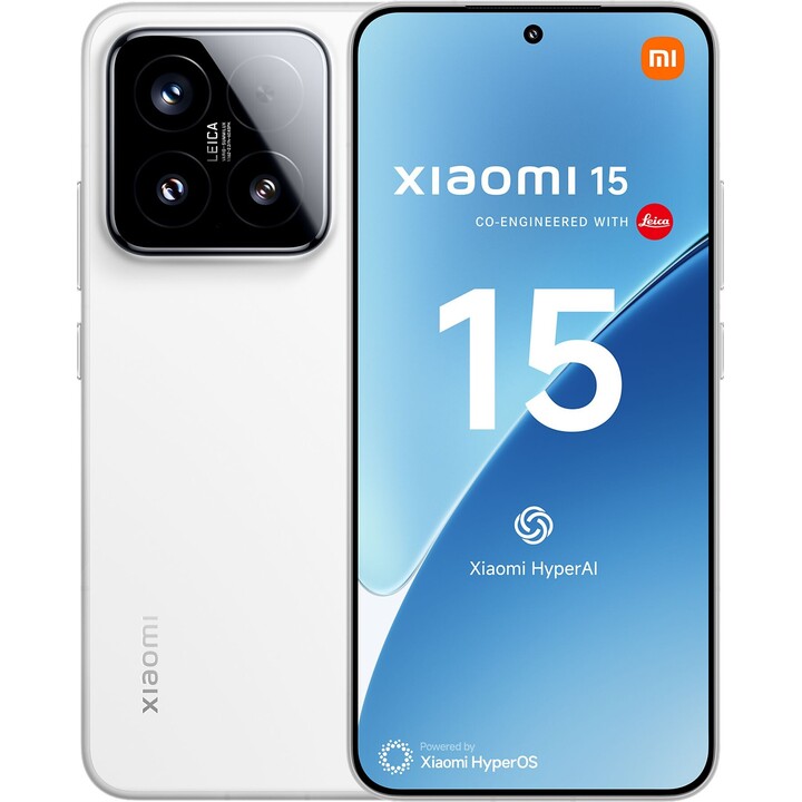 Xiaomi 15, 5G Smartphone, 12+512GB, cámara Leica 50mp, batería de 5240 mAh, 90W HyperCarge, Hyperai, Blanco