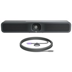 Logitech Meetup 2, la caméra de la salle de conférence USB tout-en-un, barre vidéo compacte avec fonctionnalités d'IA, câble USB