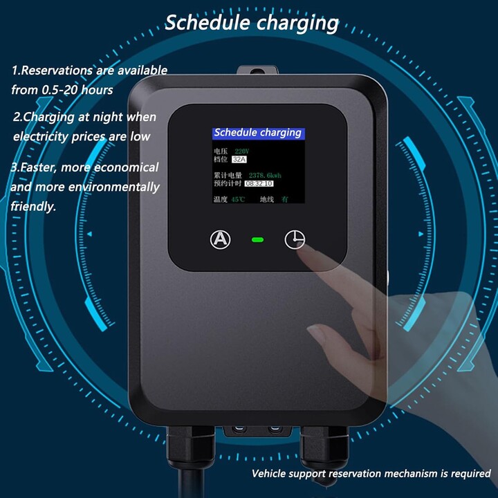 Stazione di carico per veicoli elettrici 32A/7.0KW/10M Negro - Cargador EV Tipo 2